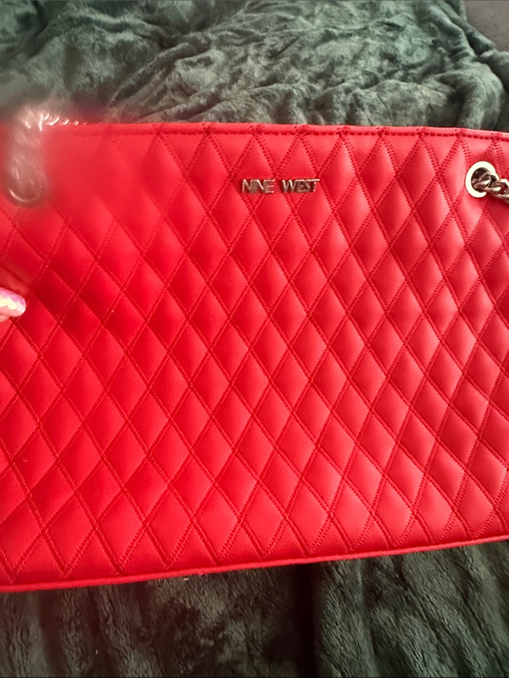 Nine West Red Quilted Chain-Trim Shoulder Bag